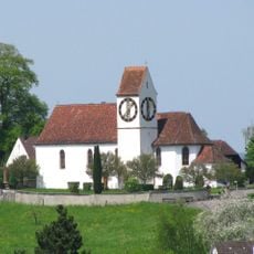 Christ catholic church with rectory and parish barn