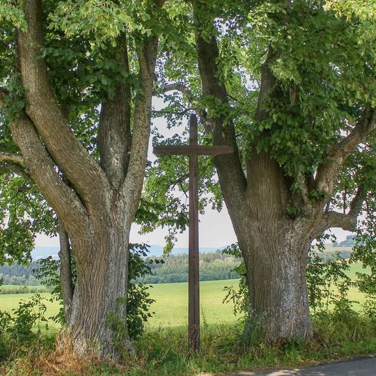 Dřevěný kříž u Vikantic vedle silnice