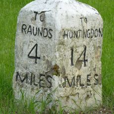 Milestone, Raunds Road, Keyston at jct with The Loop