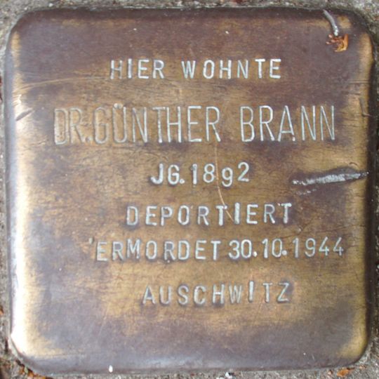 Stolperstein à la mémoire de Günther Brann