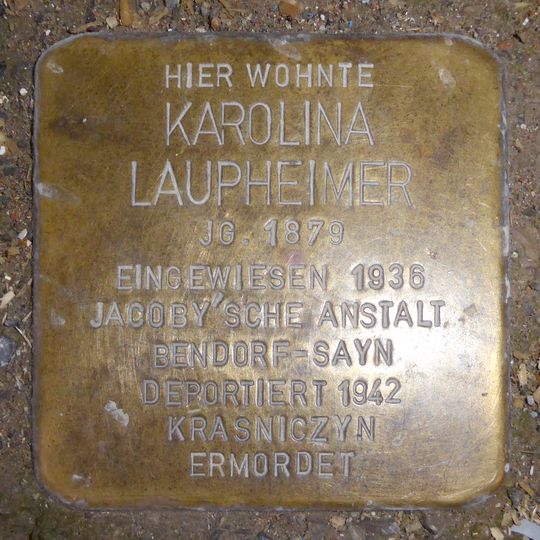 Stolperstein dedicated to Karolina Laupheimer