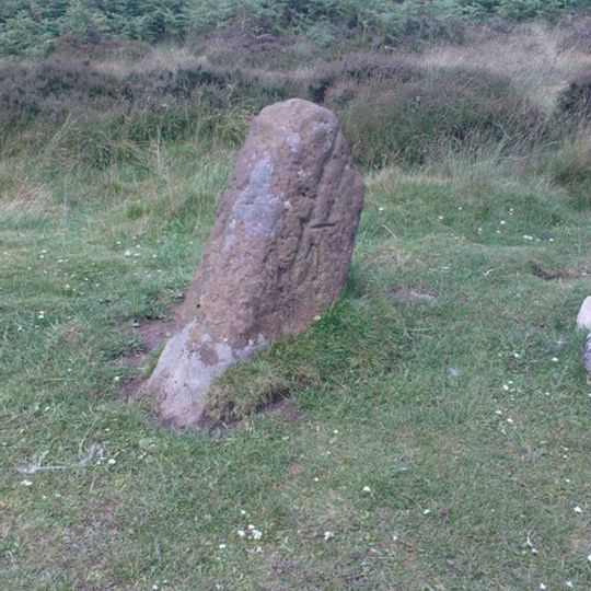 Section of the Cleave Dyke system on Arden Little Moor known as Steeple Cross Dyke including the Steeple Cross boundary stone