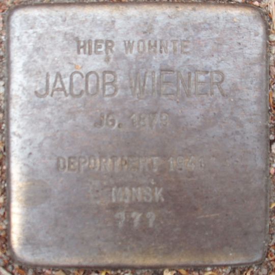 Stolperstein dedicated to Jacob Wiener