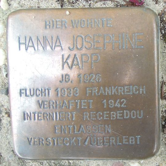 Stolperstein en memoria de Hanna Josephine Kapp