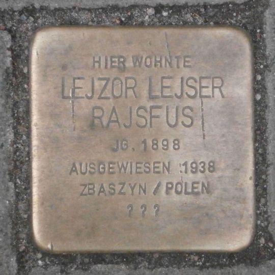 Stolperstein en memoria de Lejzor Lejser Rajsfus