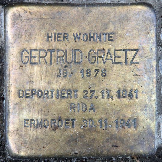 Stolperstein dedicated to Gertrud Graetz
