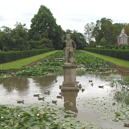 Statue in T Canal, Westbury Court Gardens