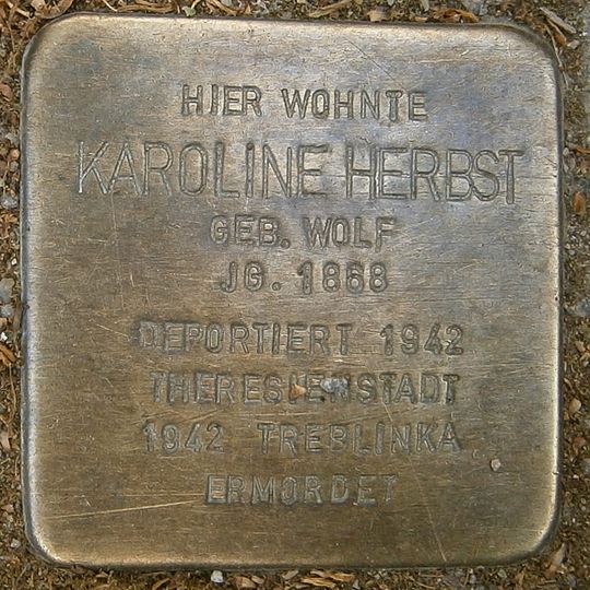 Stolperstein dedicated to Karoline Herbst