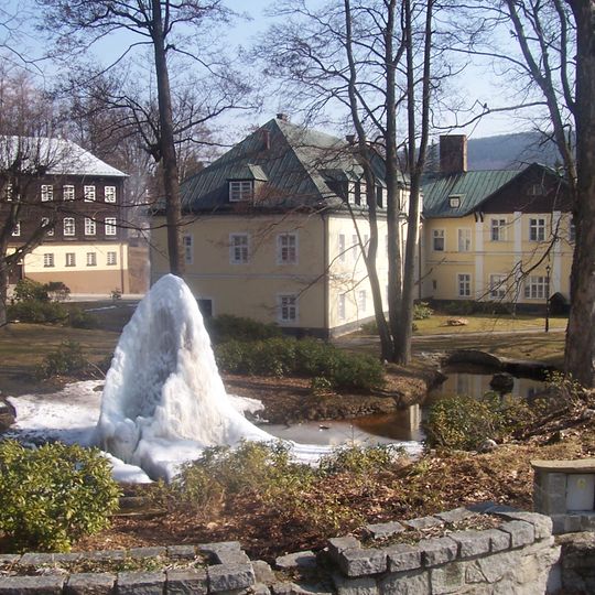Freezing fountain in Karlova Studánka