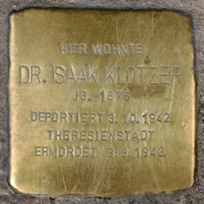Stolperstein dedicated to Isaak Klotzer