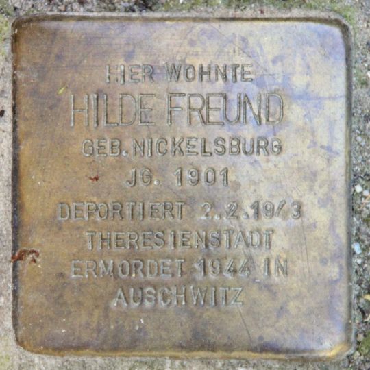 Stolperstein dedicated to Hilde Elisabeth Freund