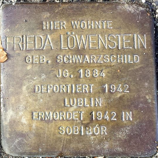 Stolperstein dedicated to Frieda Löwenstein geb. Schwarzschild