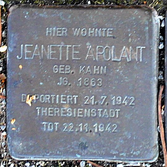 Stolperstein em memória de Jeanette Apolant