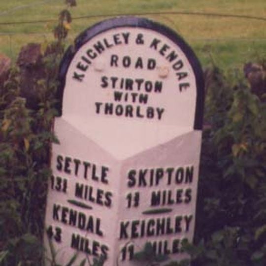 Milestone, W of traffic island at N end of Skipton by-pass