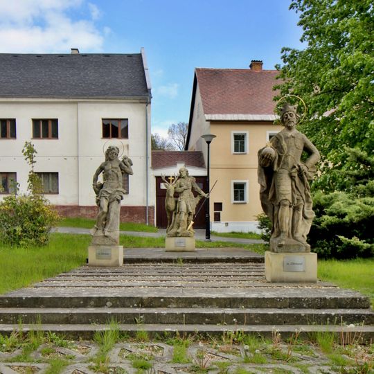 Socha svatého Šebestiána na náměstí 5. května v Stráži pod Ralskem