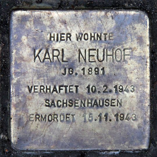 Stolperstein à la mémoire de Karl Neuhof