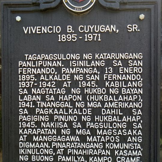 Vivencio B. Cuyugan, Sr. historical marker