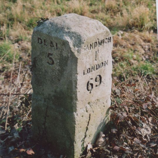 Milestone, Deal Road, NE of roundabout with A258