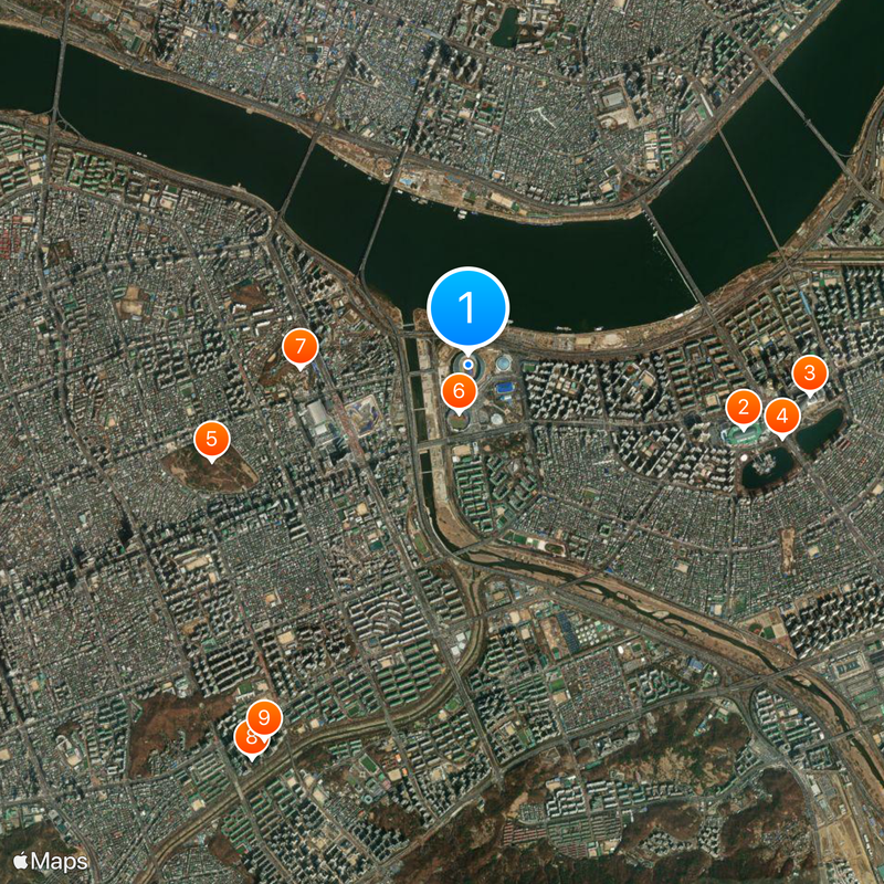 Estadio Olímpico de Seúl Mapa