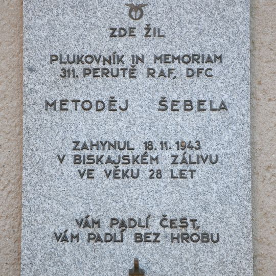 Pamětní deska Metoděje Šebely