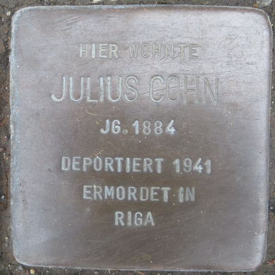 Stolperstein dedicated to Julius Cohn