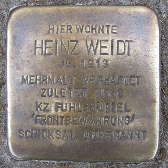 Stolperstein en memoria de Heinz Weidt