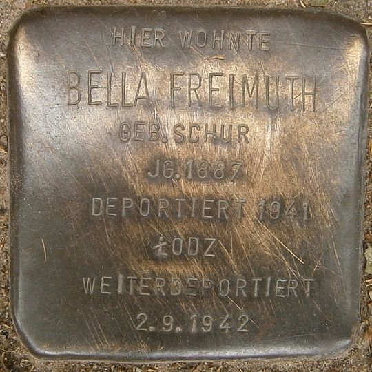 Stolperstein dedicated to Bella Freimuth