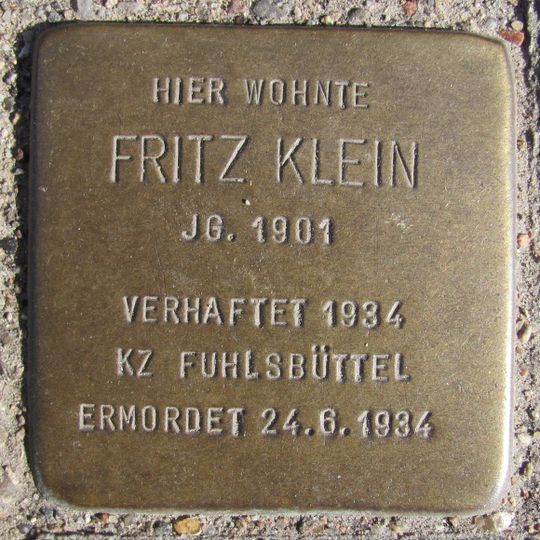 Stolperstein à la mémoire de Fritz Klein