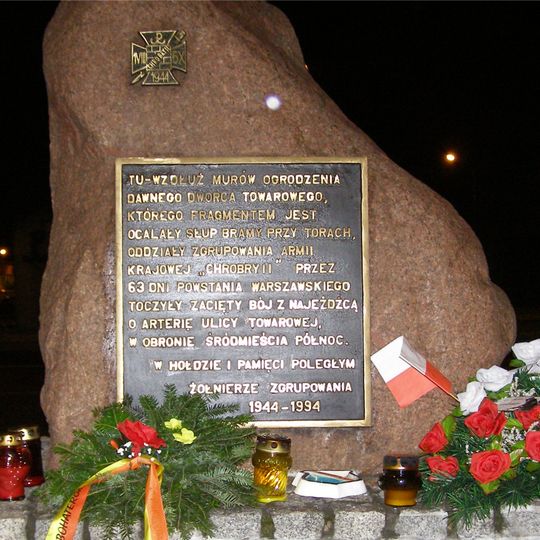 Chrobry II Battalion monument at Towarowa Street in Warsaw