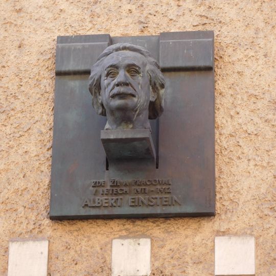 Plaque to Albert Einstein in Smíchov