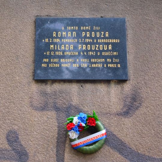 Plaque to Roman Prouza and Milada Prouzová