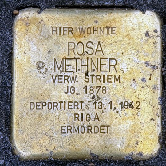 Stolperstein dedicated to Rosa Methner