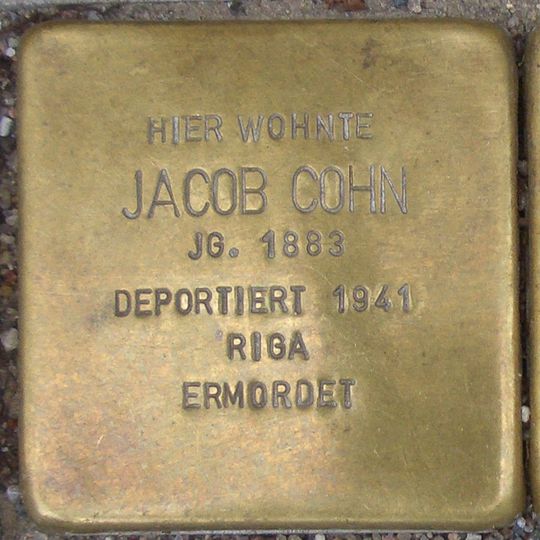 Stolperstein dedicated to Jacob Cohn