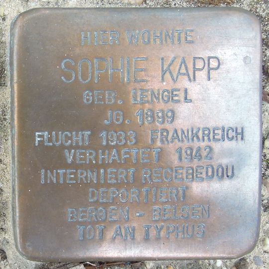 Stolperstein en memoria de Sophie Kapp