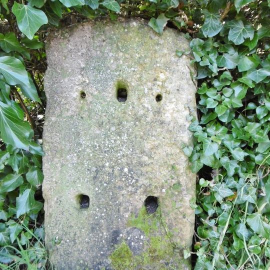 Milestone, Leigh Farm, Standerwick, where old road is walled off