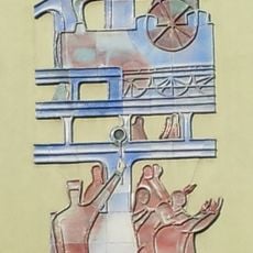 Keramikrelief Bahnhof