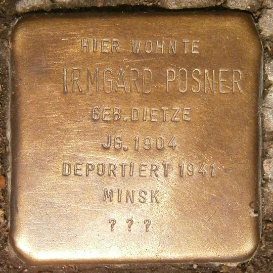 Stolperstein dedicated to Irmgard Posner