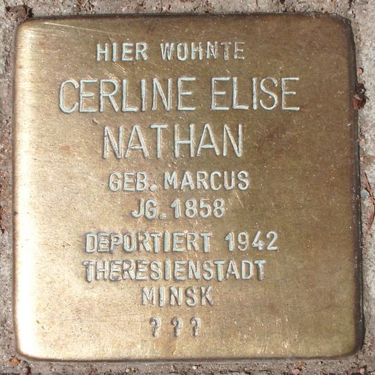 Stolperstein dedicated to Cerline Elise Nathan
