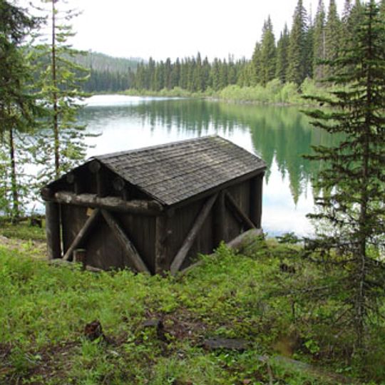 Lower Logging Lake Snowshoe Cabin and Boathouse