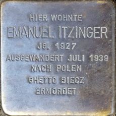 Stolperstein dedicated to Emanuel Itzinger