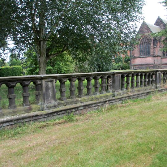 Balustrade before east front of Arley Hall