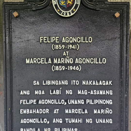 Felipe Agoncillo and Marcela Mariño Agoncillo historical marker