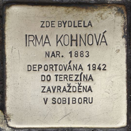 Stolperstein en memoria de Irma Kohnová
