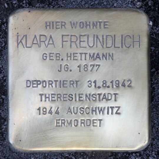 Stolperstein dedicated to Klara Freundlich
