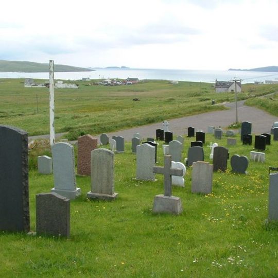 Cille Bharra, church, two chapels, and seven grave markers, Barra