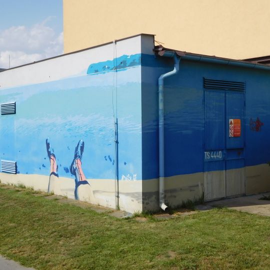 Mural at distribution substation in Sulova street
