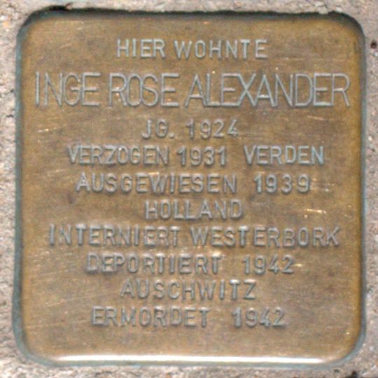 Stolperstein em memória de Inge Rose Alexander