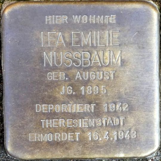 Stolperstein dedicated to Lea Emilie Nussbaum geb. August