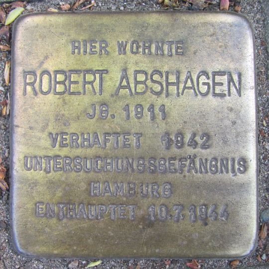 Stolperstein dedicated to Robert Abshagen