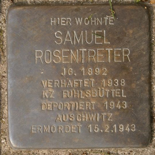 Stolperstein dedicated to Samuel Rosentreter